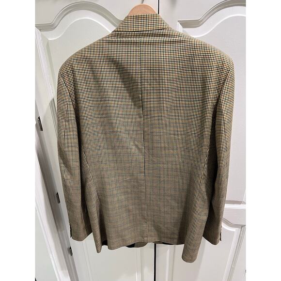 DALCOS Made in Italy 100% Wool Blazer Jacket Check Plaid Brown Navy 50R - Picture 11 of 14